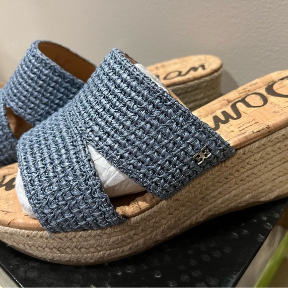 Sam Edelman Roxann Wedge Sandal in Blue Rafia - Size 10 - Picture 4 of 5